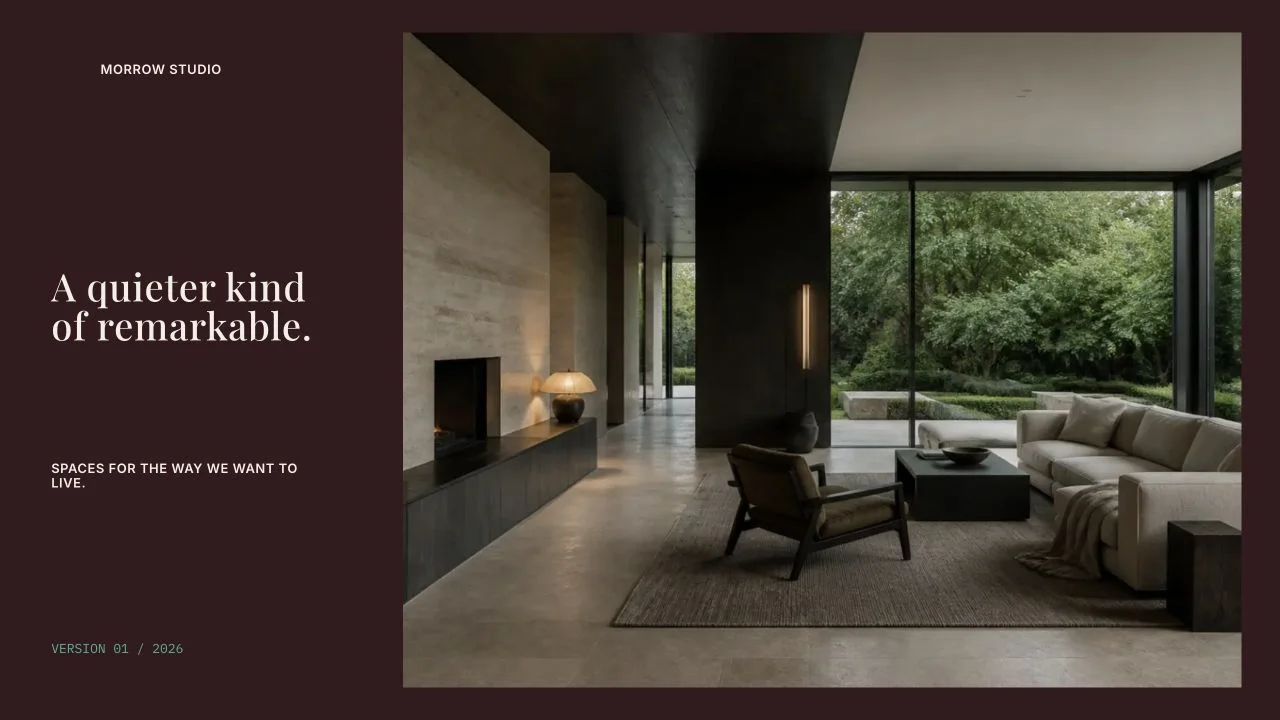 The Morrow Studio brief rendered in Deck Studio’s Maison direction